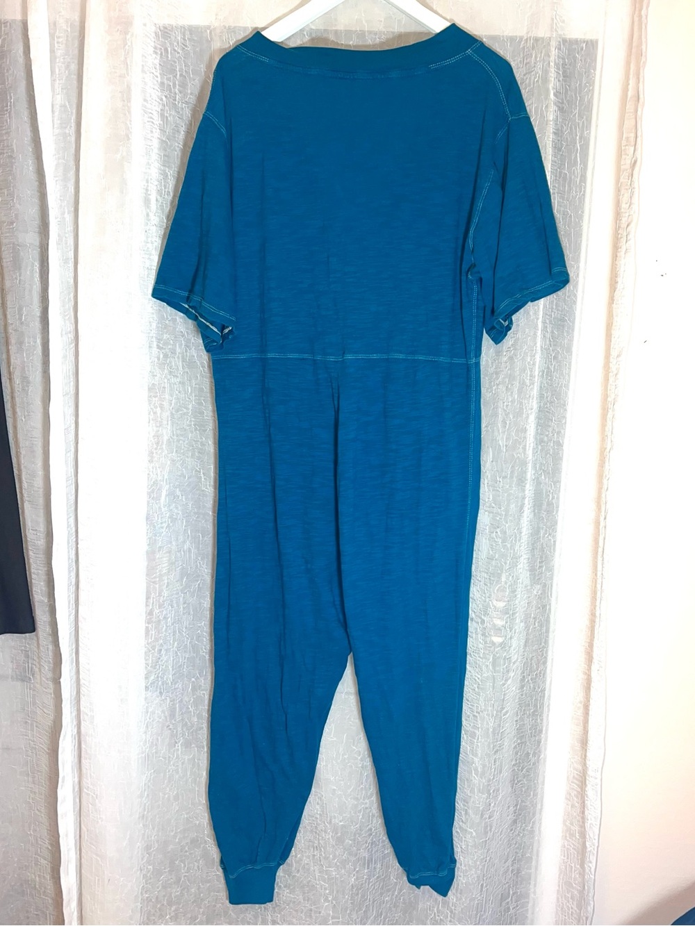 💙Natural Life Turquoise V-Neck Johnnie Pajama Onesie Romper Jumpsuit - Picture 4 of 4